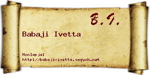 Babaji Ivetta névjegykártya